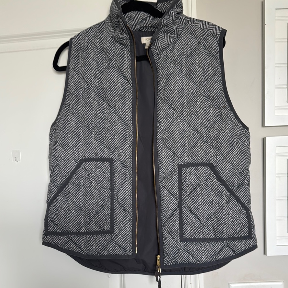 J. Crew Factory Black and White Herringbone Vest